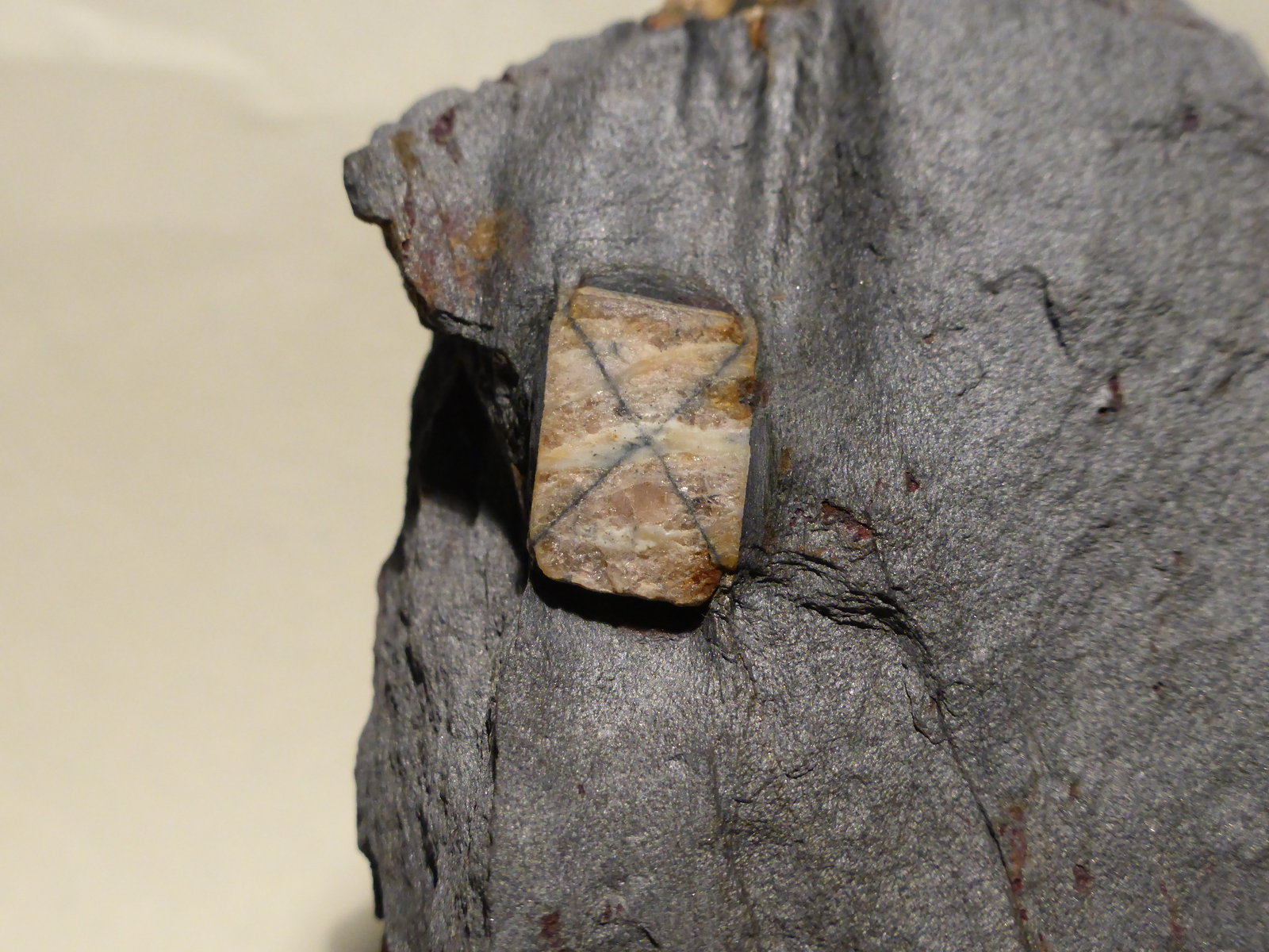 Andalucita (variedad quiastolita)
7,5x5,5 cm
(Autor: Ander Ispizua Juan)