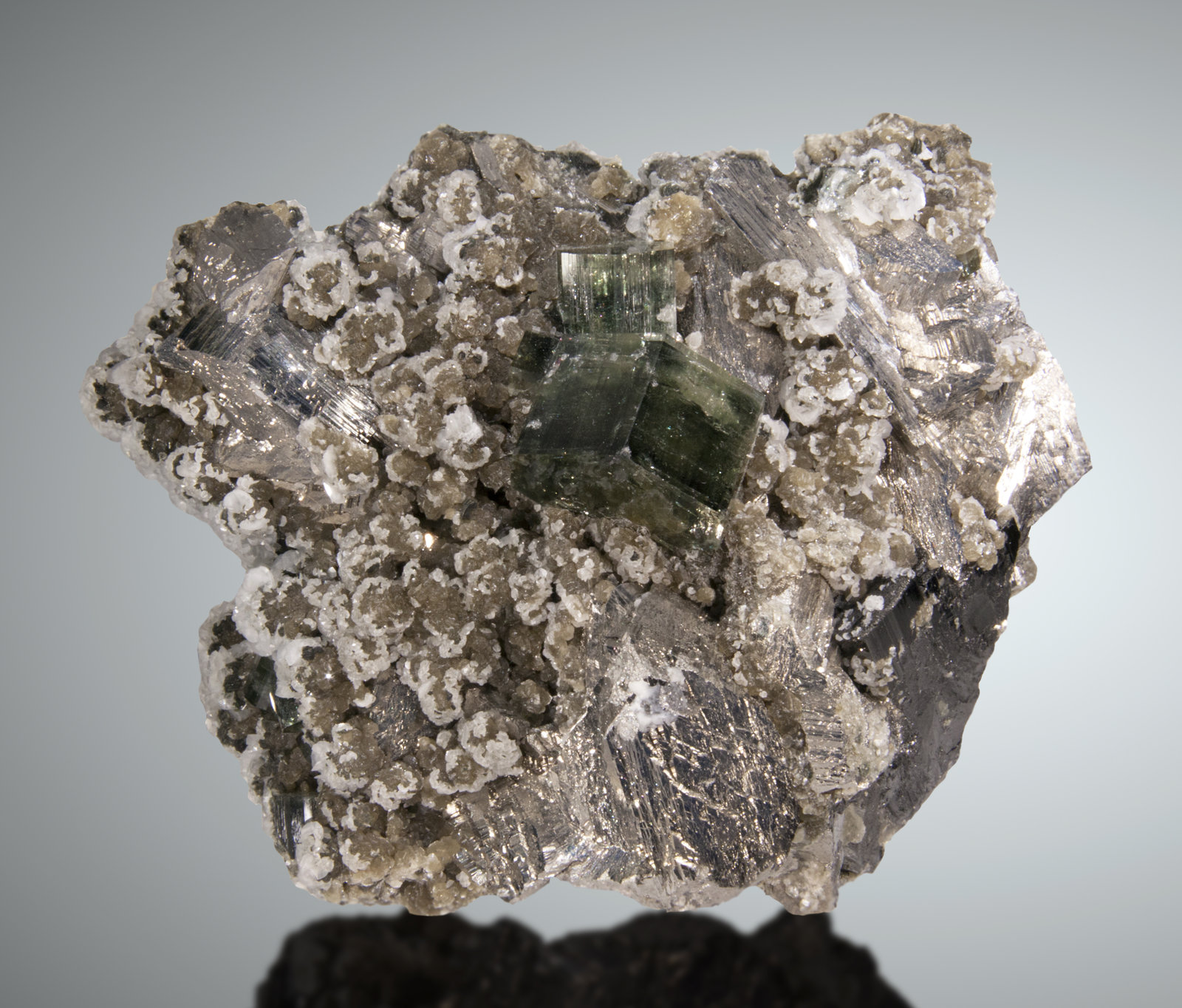 Fluorapatito, Arsenopirita
13 x 11cm, cristales de 2cm de arista
(Autor: Raul Vancouver)