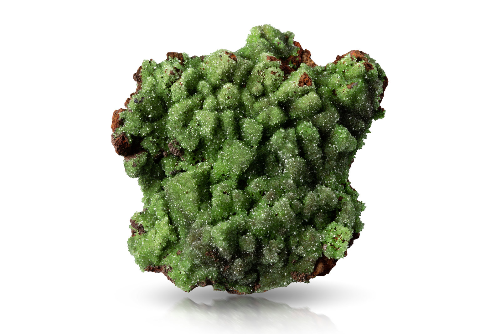 Austinita (variedad cuprífera) con limonita pseudo Calcita
8 x 8 x 4.5 cm
(Autor: Museo MIM)