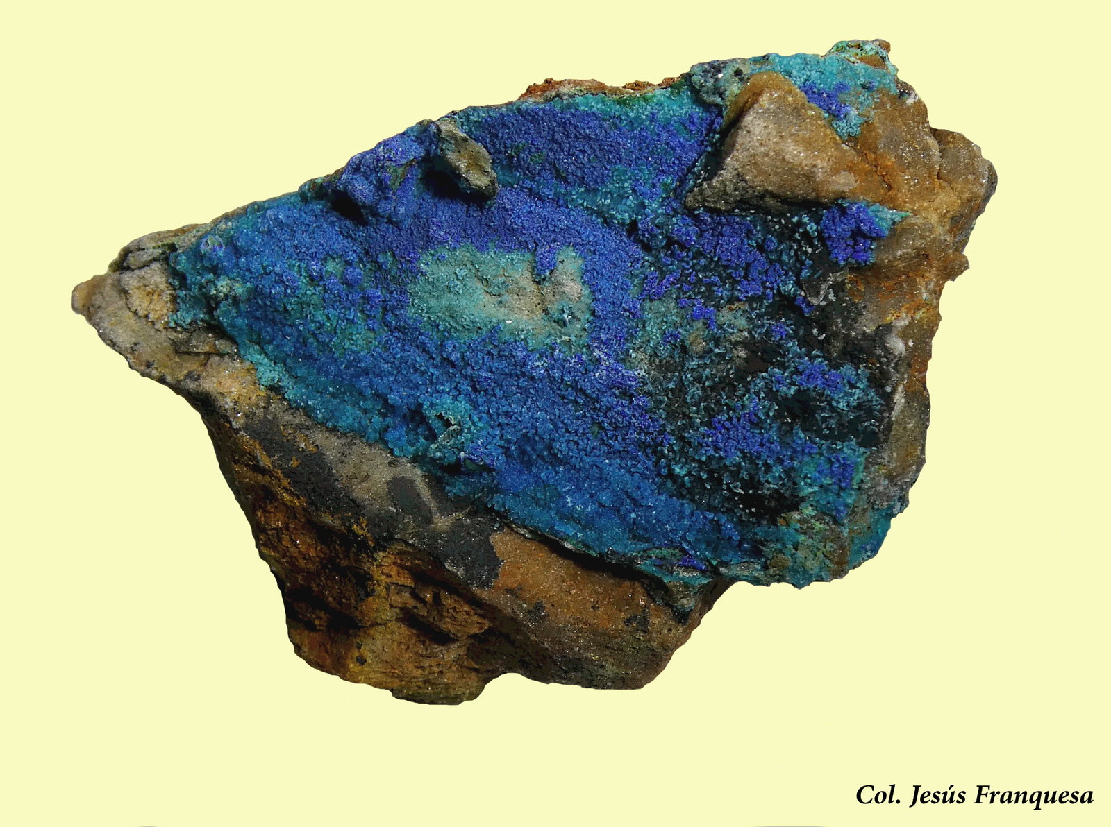 Azurita y Crisocola.
37x24 mm.
(Autor: Jesus Franquesa Baucells)