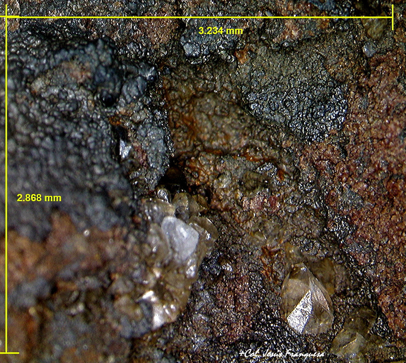 Calcita y óxidos de manganeso.
3´234 x 2´868 mm.
(Autor: Jesus Franquesa Baucells)
