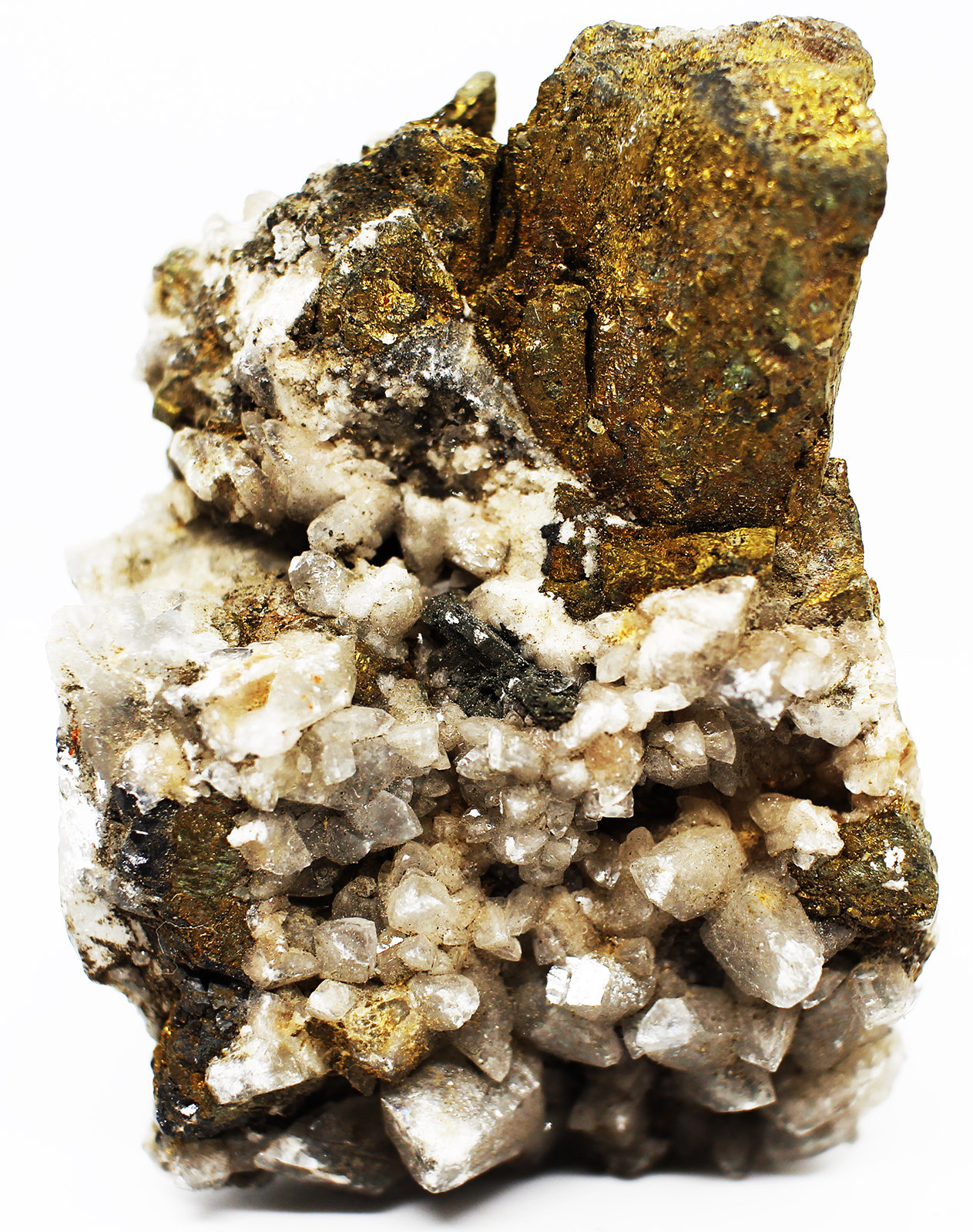Calcopirita, Calcita
6x4x3 cm
(Autor: Luis Edmundo Sánchez Roja)