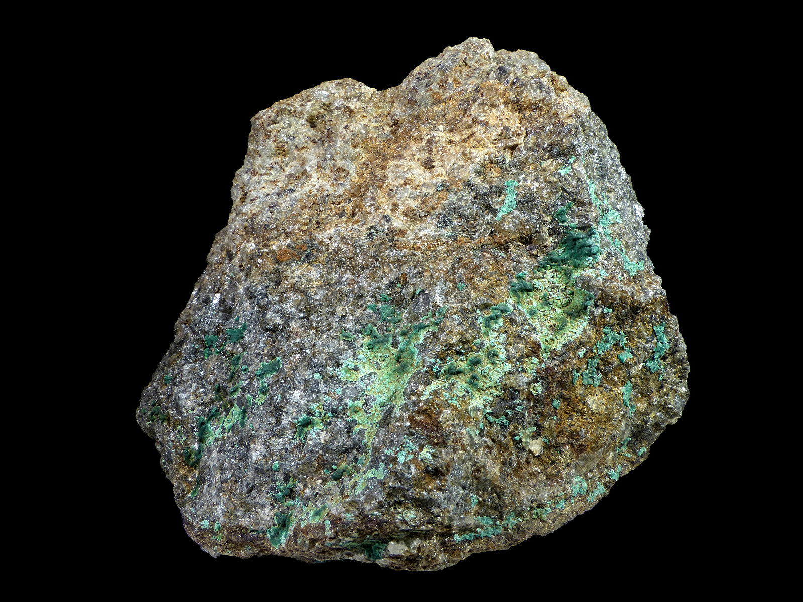 Arsenopirita, Malaquita
5,5 x 5 x 2 cm
(Autor: Javier Rodriguez)