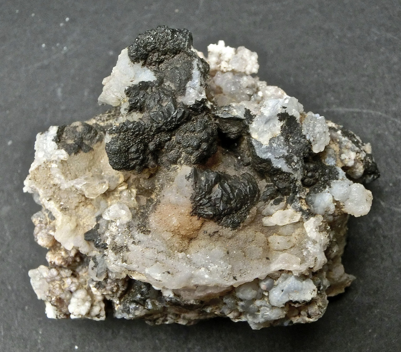 óxidos de manganeso y Cuarzo (variedad calcedonia)
5x 4,5 x 3 cm
(Autor: María Jesús M.)