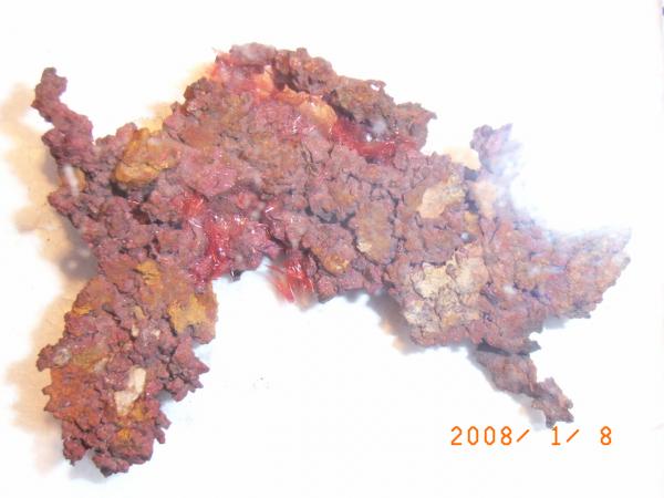 Cobre y Cuprita (variedad calcotriquita)
6x4 cm.
(Autor: J.L.Carrizo)