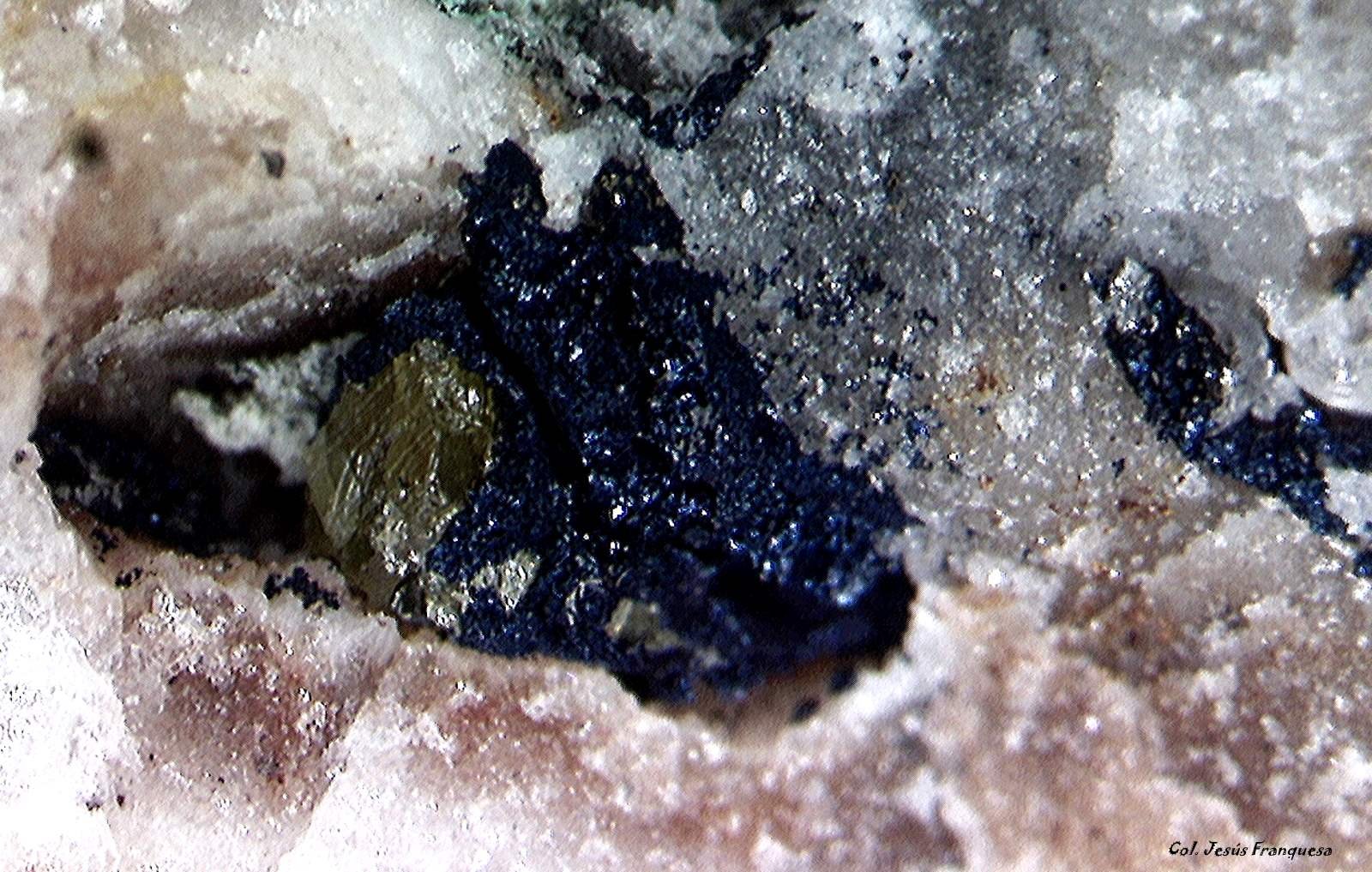 Covellita (Covellina) y Esfalerita.
2´922 x 1´966 mm.
(Autor: Jesus Franquesa Baucells)