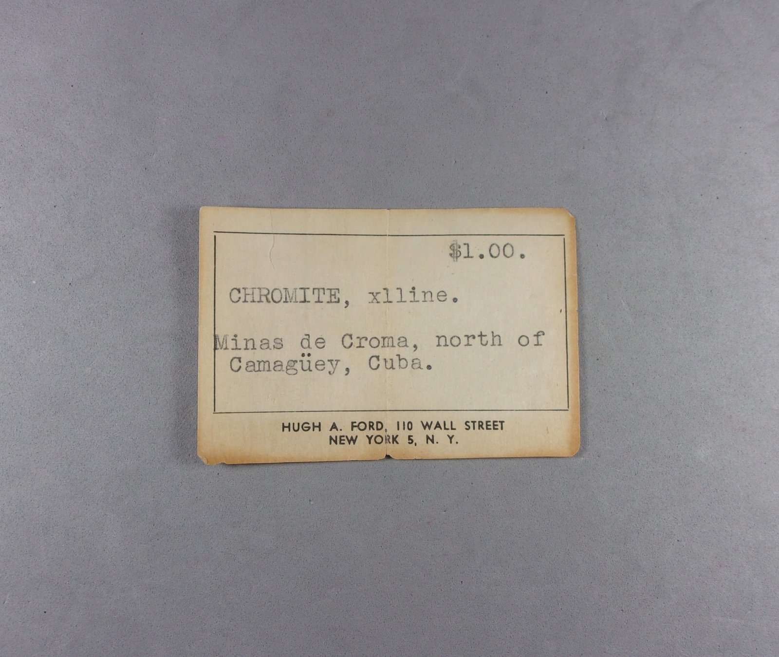 _Cromita, etiqueta.
7,2 x 4,7 x 2,8 cm.
(Autor: J. G. Alcolea)