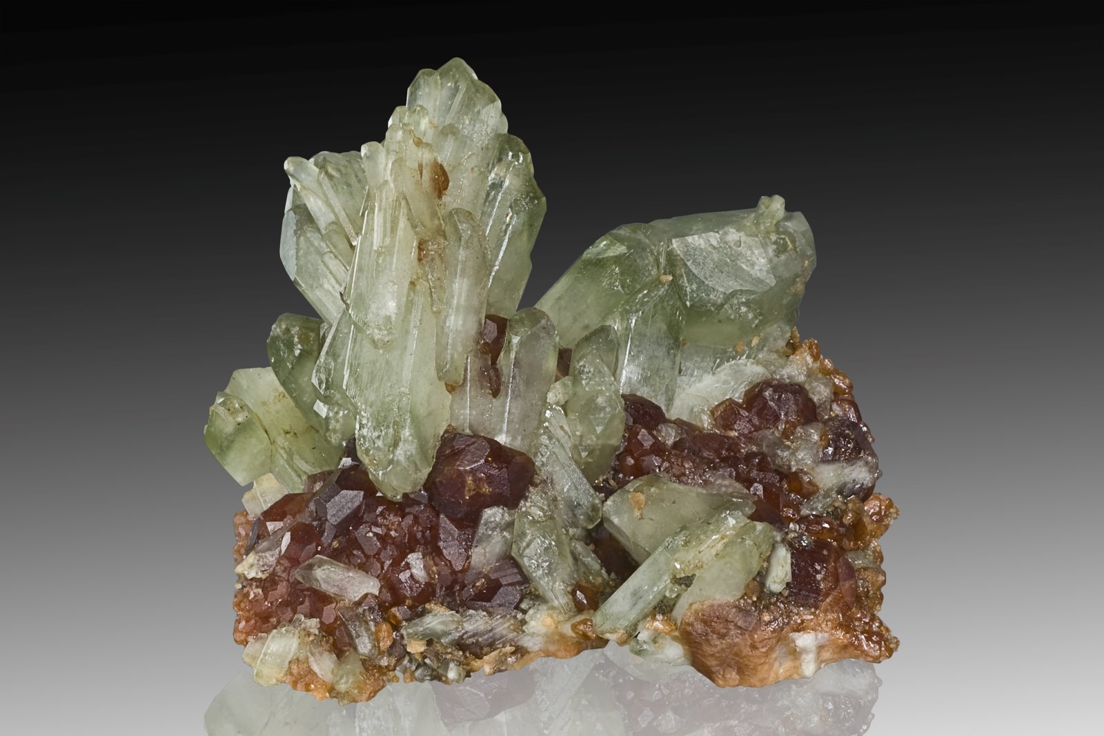 Diópsido en Grossularia (variedad hessonita)
7 x 6 x 5 cm / Cristal principal: 4.3 cm.
(Autor: Museo MIM)