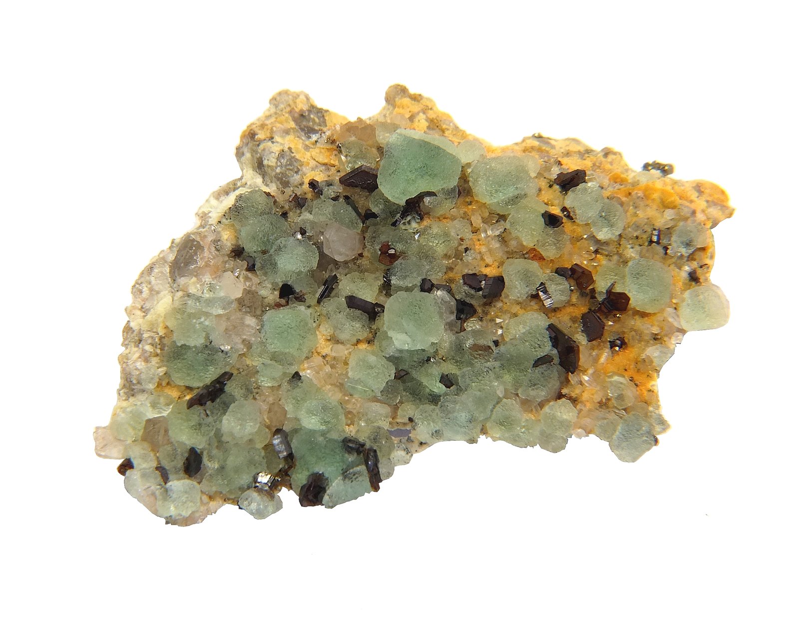 Esfalerita, Fluorita, Cuarzo y Pirita
4 x 2 cm
(Autor: Emilio Téllez)