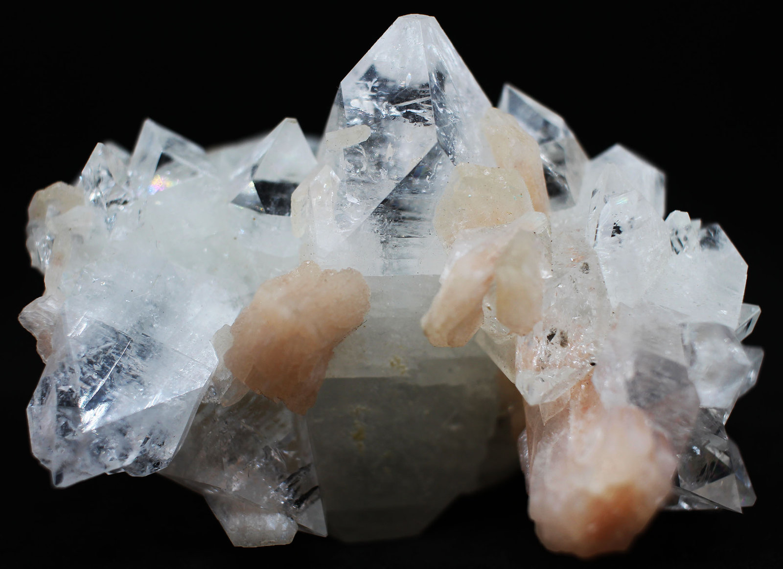 Stilbita-Ca (Estilbita) y Fluorapophyllita-(K) (Apofilita)
7x4.5x5 cm
(Autor: Luis Edmundo Sánchez Roja)