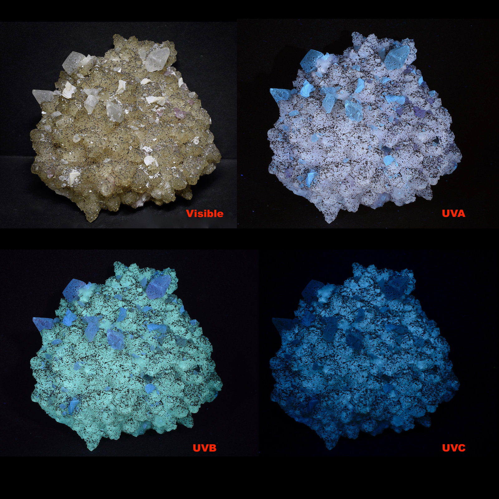 Calcita, Fluorita, Dolomita, Esfalerita.
72 x 65 mm
(Autor: UVmineral)