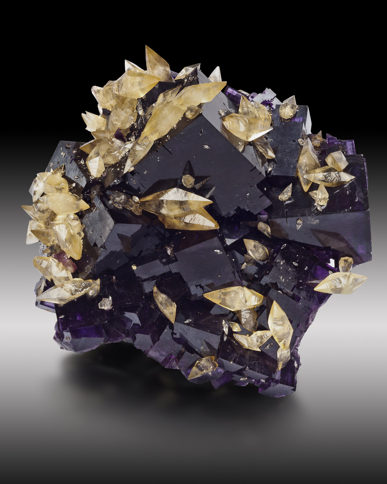 Fluorita, Calcita
10 x 9.5 x 6.5 cm / Cristal principal: 4.5 cm.
(Autor: Museo MIM)