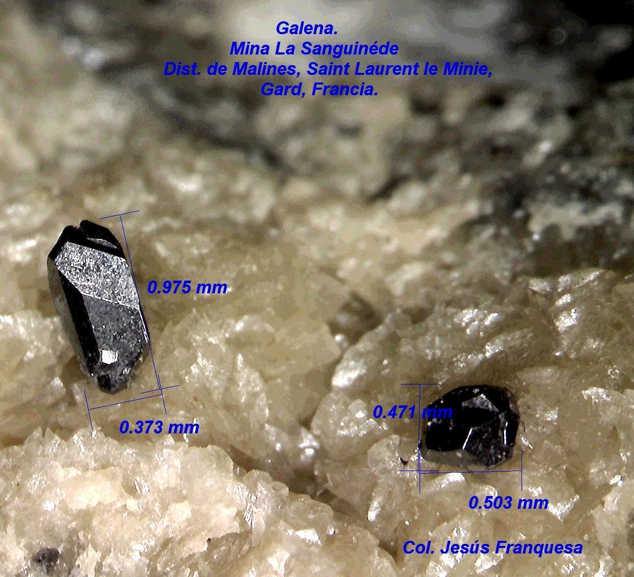 Galena
0´975 x 0´373 mm.
(Autor: Jesus Franquesa Baucells)