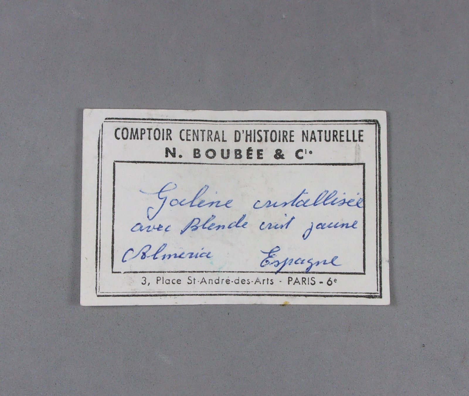 _Etiqueta de Galena con Esfalerita
4,5 x 4 x 2,6 cm.  152,8 g.
(Autor: J. G. Alcolea)