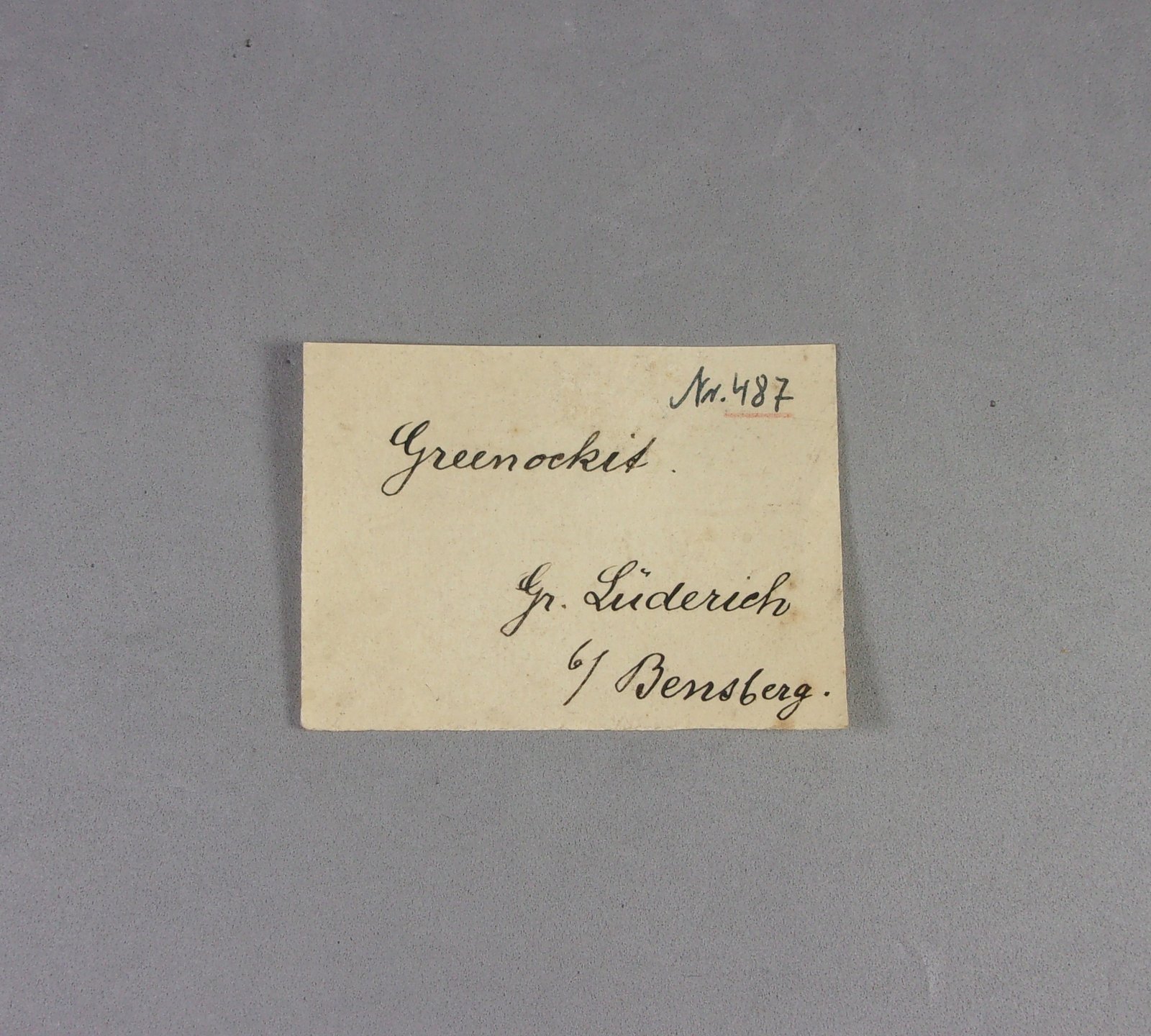 _Etiqueta Greenockita
8,5 x 5 × 2 cm.
(Autor: J. G. Alcolea)