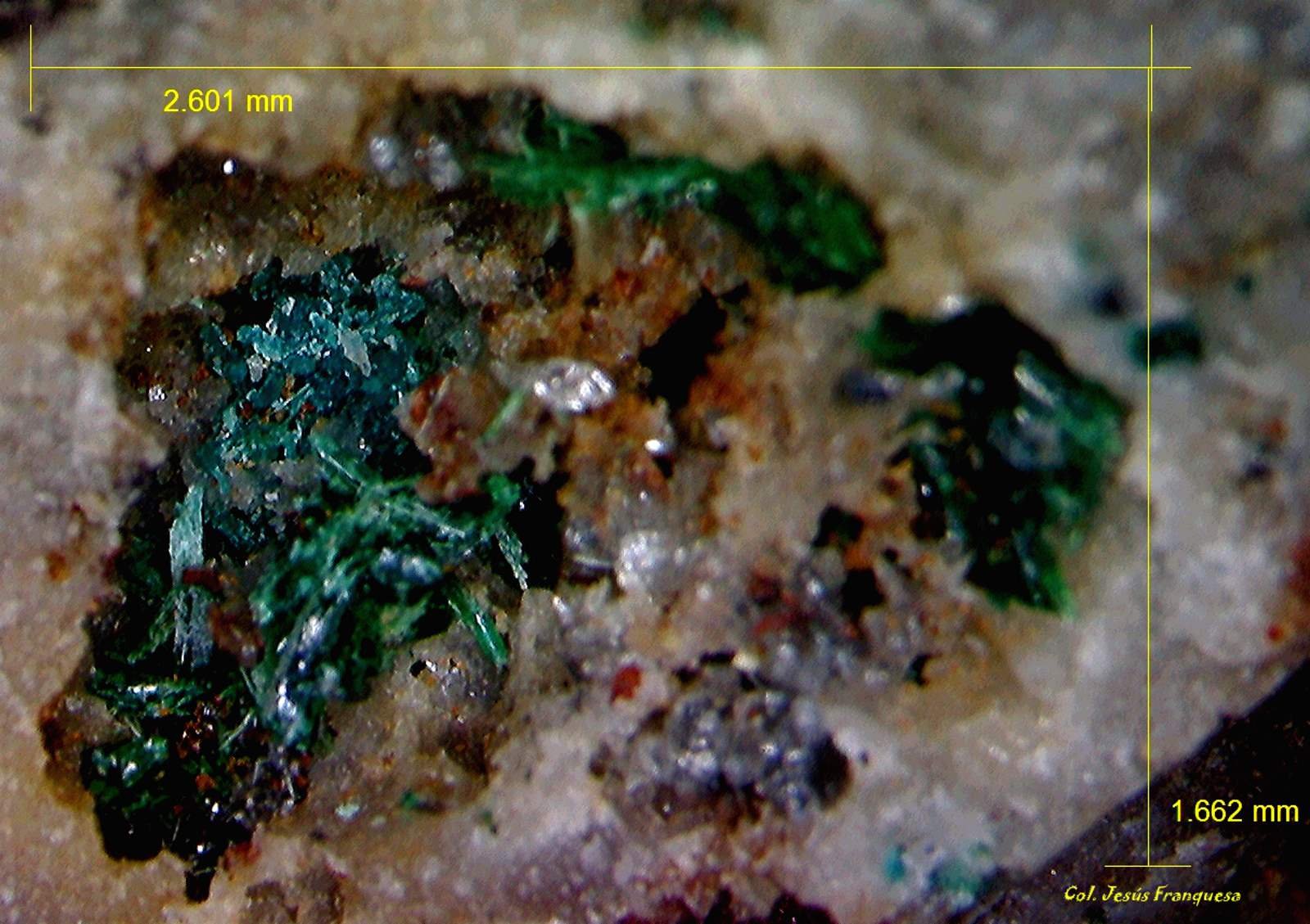 Herbertsmithita y Malaquita.
2´601 x 1´662 mm.
(Autor: Jesus Franquesa Baucells)