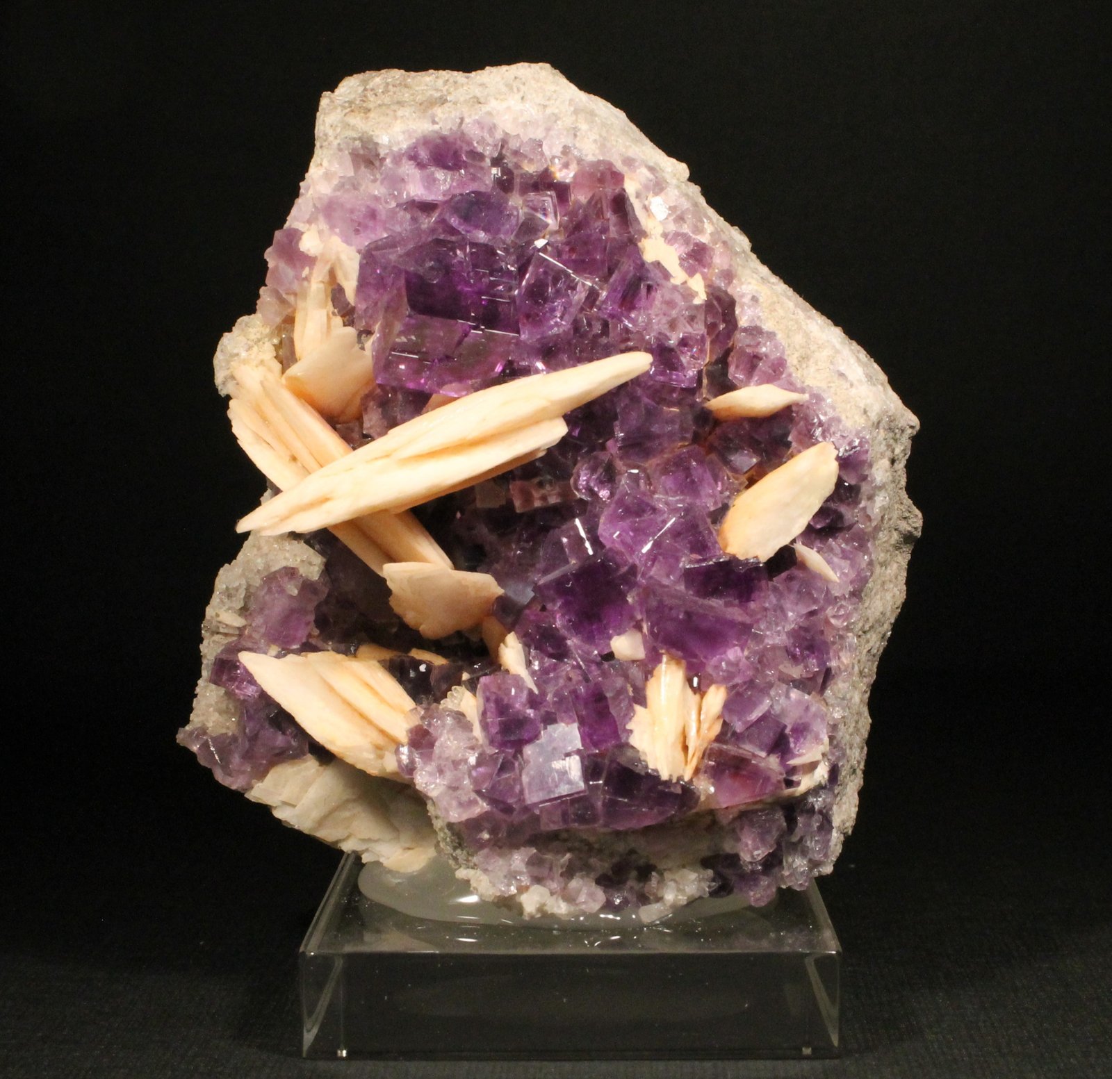 Fluorita y Barita
8 x 8 cm. (Cristal mayor: 1 cm).
(Autor: Darío Menéndez)