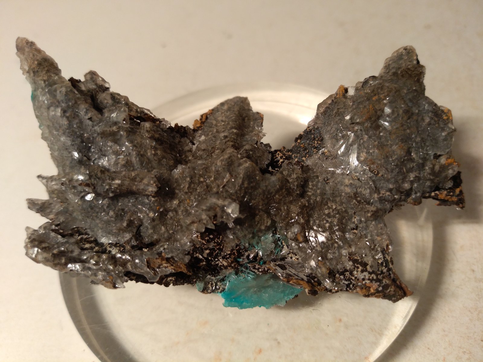 Aurichalcita, Hemimorfita, Calcita
65 x 32 mm
(Autor: Sante Celiberti)