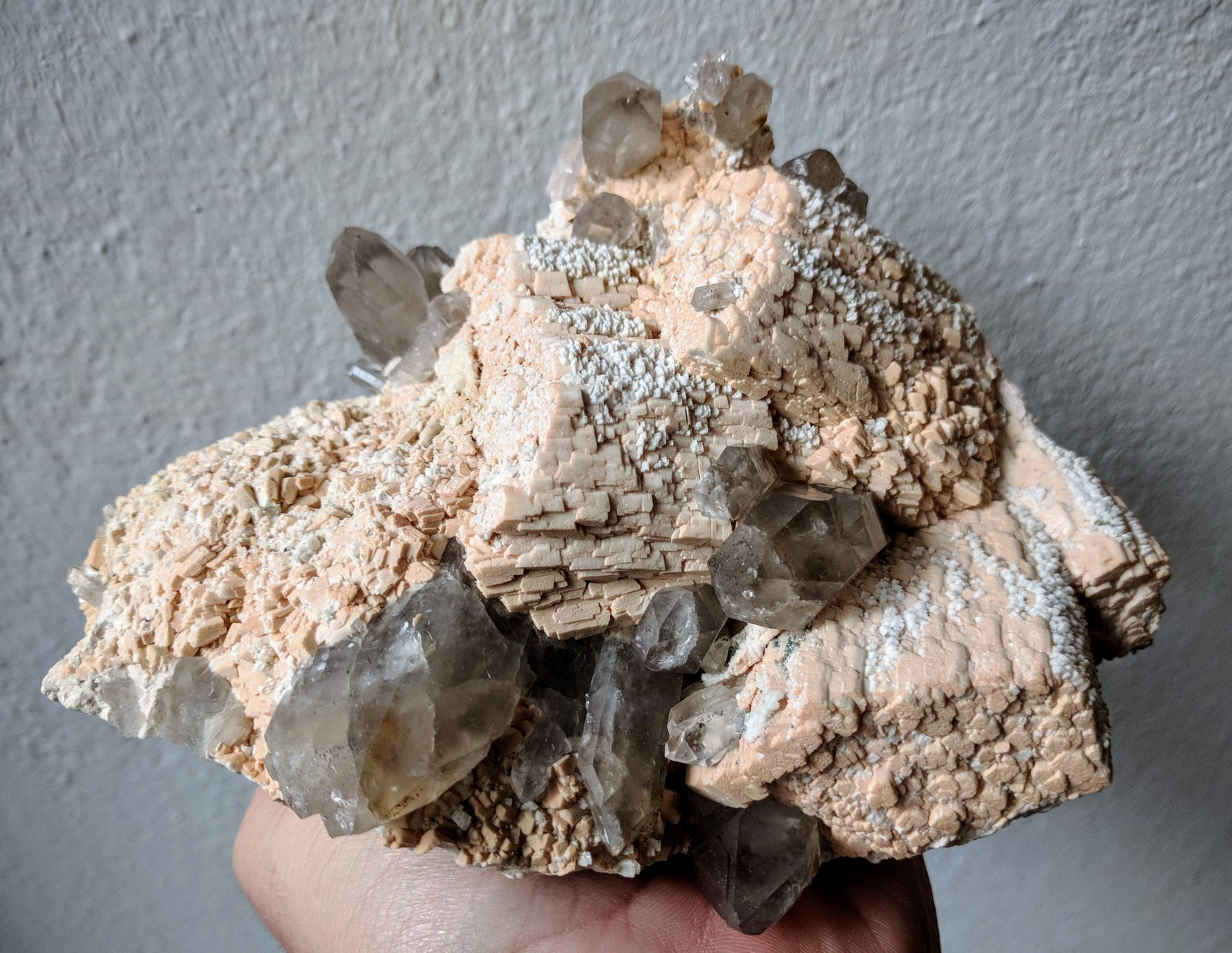 Ortoclasa, Albita, Cuarzo (variedad ahumado)
15,5 x 9,0 cm.
(Autor: carles)
