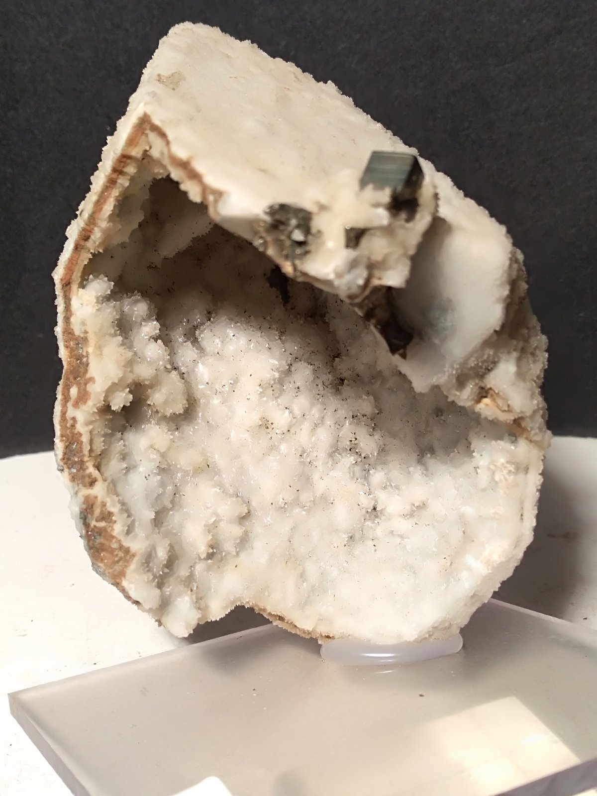 Dolomita (pseudomórfica de Calcita), Pirita, Calcita
87 x 67 mm
(Autor: Sante Celiberti)