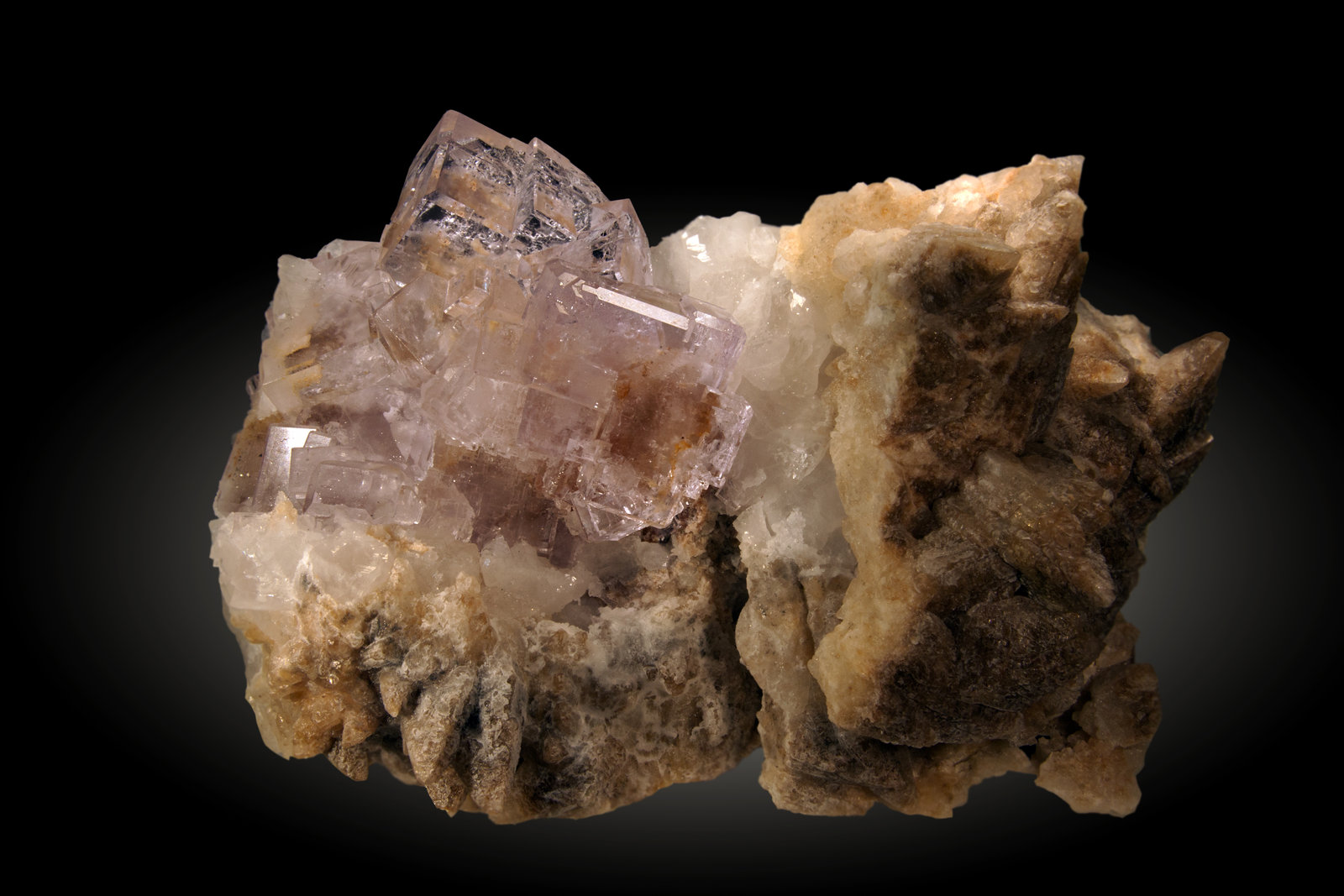 Fluorita, cuarzo, calcita
15 x 10cm, cristales hasta 3cm de arista
(Autor: Raul Vancouver)