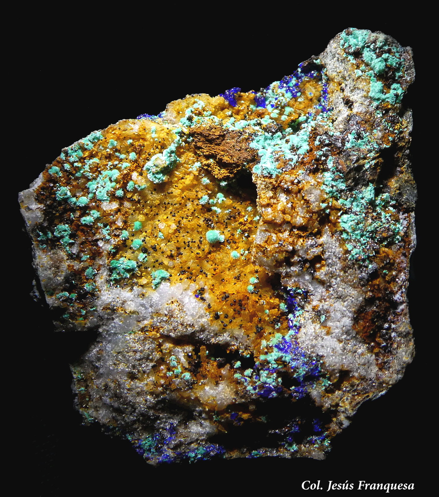 Malaquita y Azurita.
29x25 mm.
(Autor: Jesus Franquesa Baucells)
