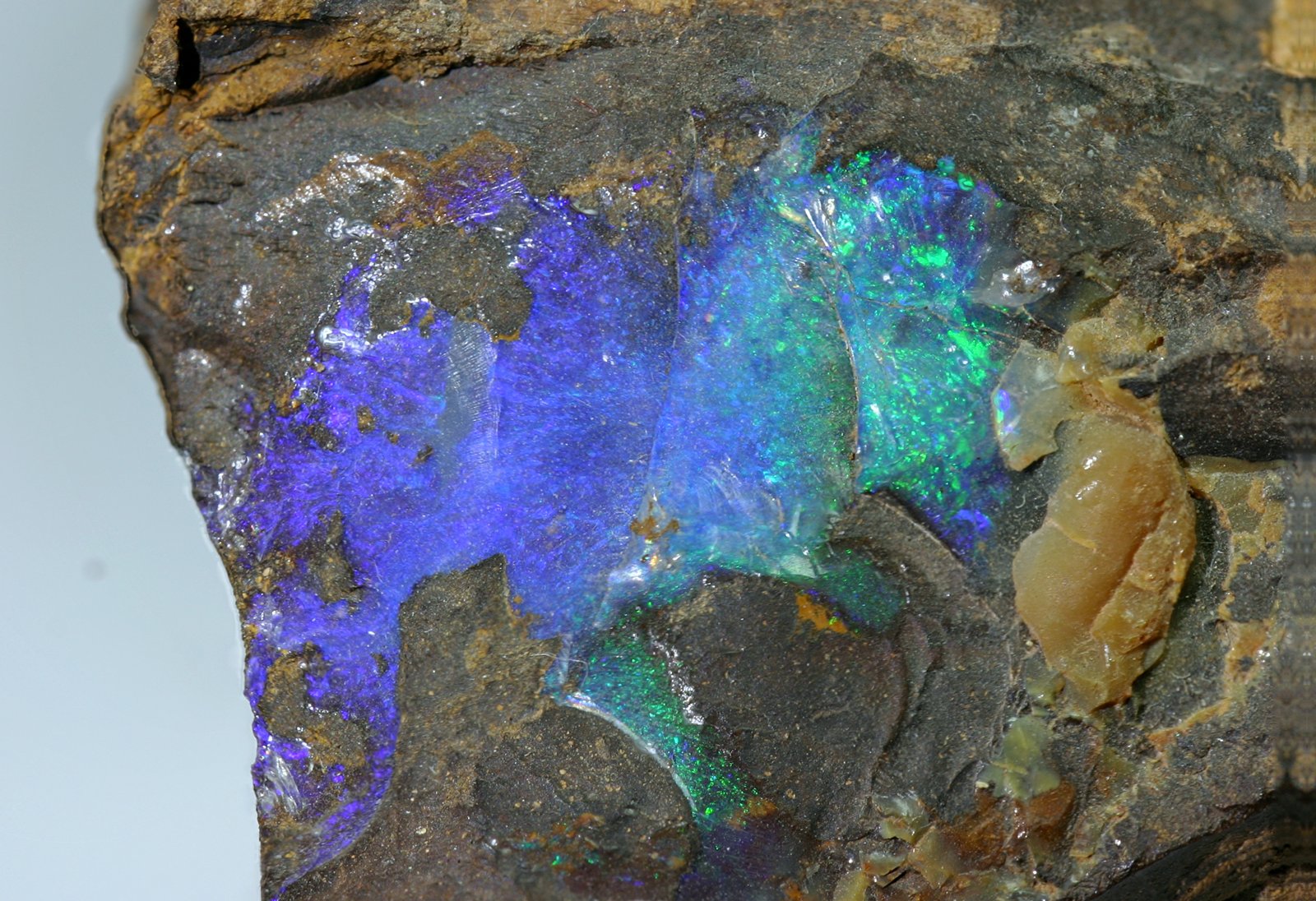 Ópalo (variedad boulder opal)
encuadre 25x25 mm
(Autor: Ramon A  Lopez Garcia)