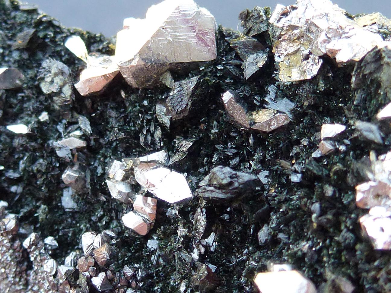 Lollingita, Ferro-actinolita, Diópsido, Magnetita
6 x 3 cm. la zona de cristales
(Autor: javier ruiz martin)