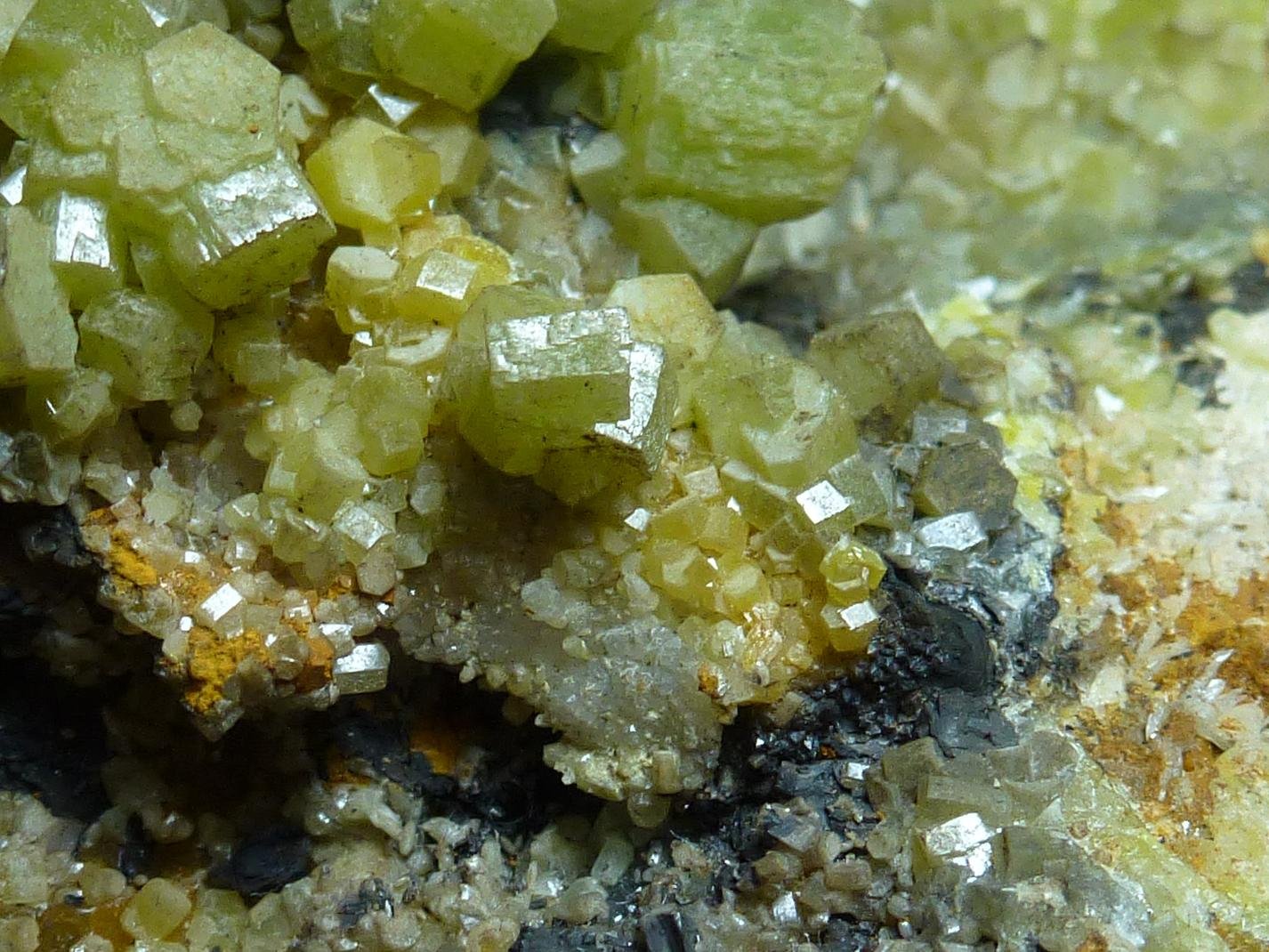 Piromorfita, Cuarzo, Goethita
Encuadre 2 x 2 cm.
(Autor: javier ruiz martin)