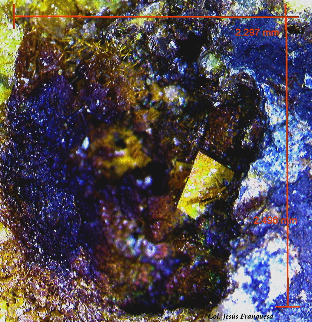 Piromorfita, Goethita y Barita.
2'49 x 2´29 mm
(Autor: Jesus Franquesa Baucells)