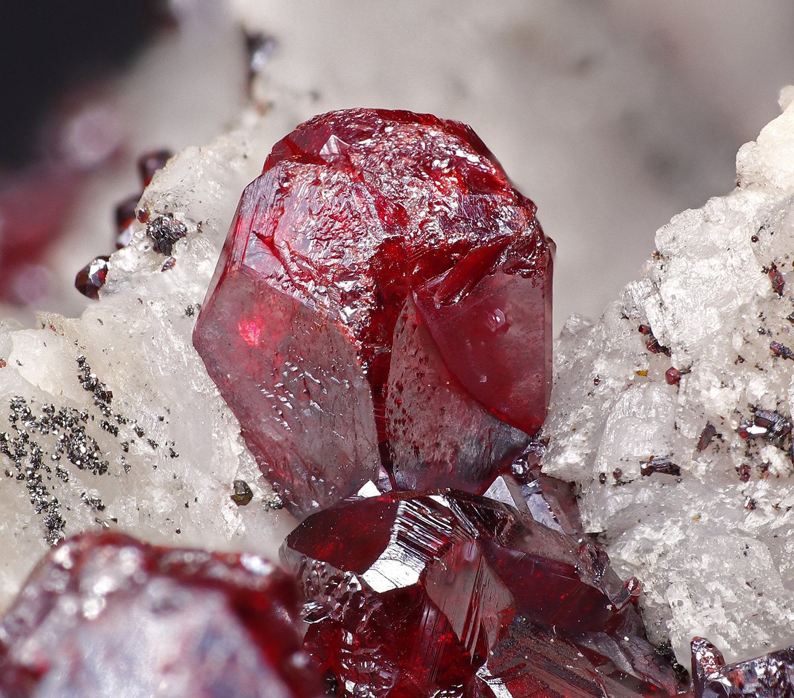 Proustita con Dolomita
cristal principal: 0.6 × 0.5 cm
(Autor: Jordi Fabre)