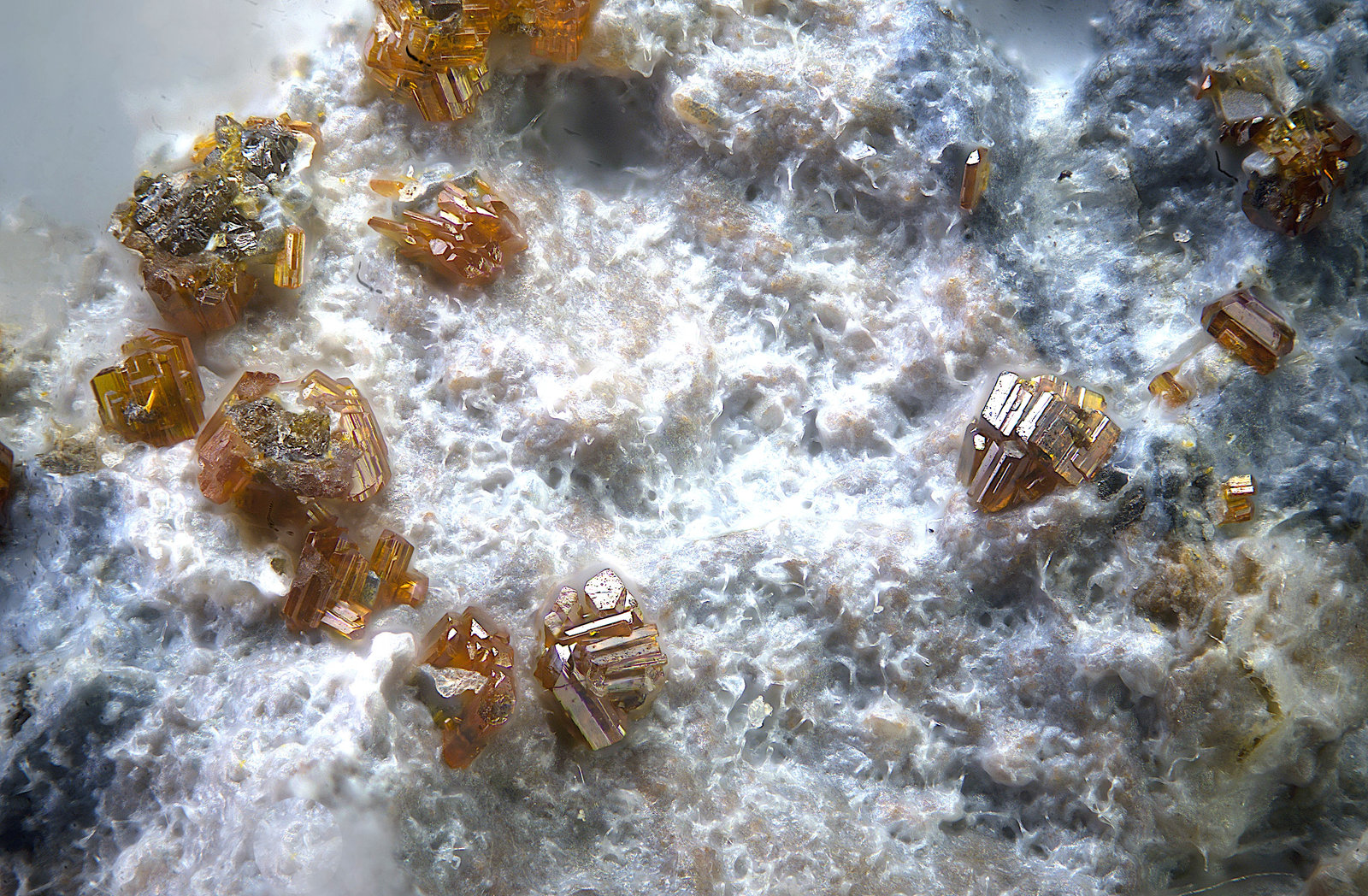 Calderonita
Campo de visión de  2 mm.
(Autor: Antonio Carmona)