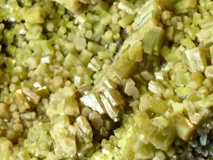 Piromorfita
Detalle de la pieza anterior. Cristales de 2 á 5 mm.
(Autor: Laureano)