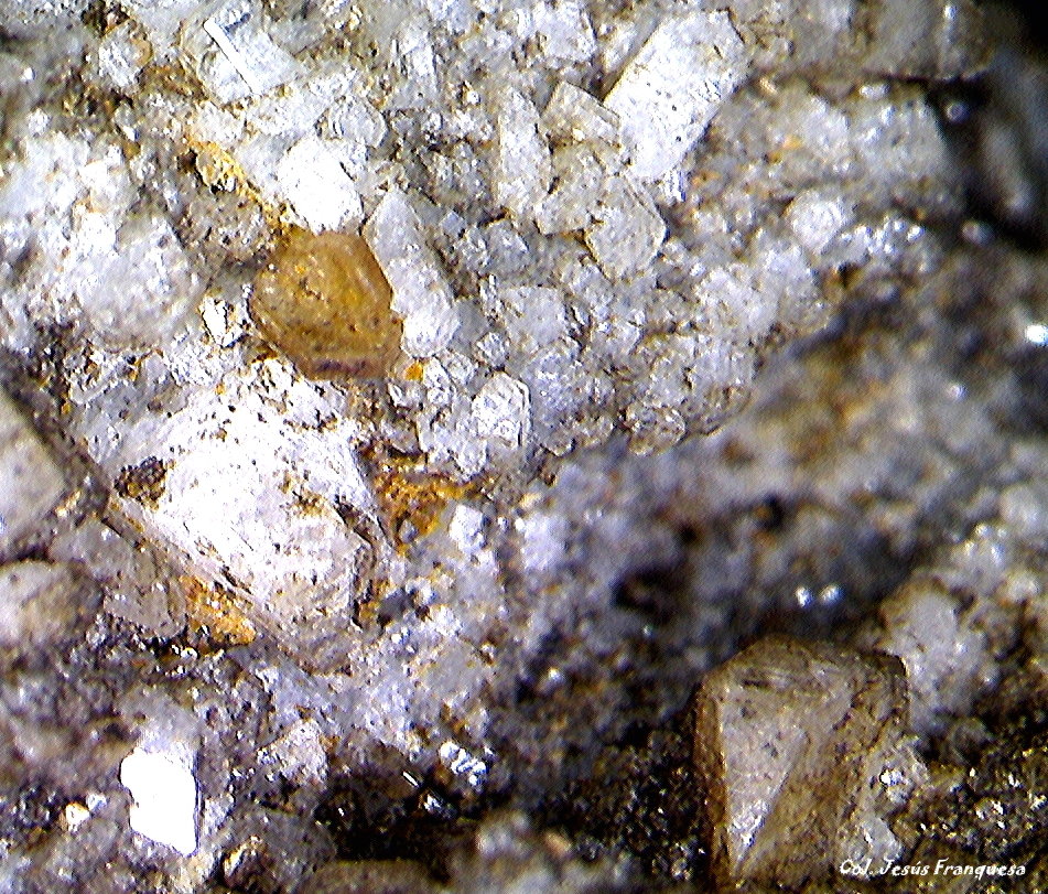 Synchysita-(Ce) y Cuarzo.
0´795 x 0´755 mm.
(Autor: Jesus Franquesa Baucells)
