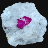 Corindón (variedad rubí), Calcita
3,1 x 3,0 cm.
(Autor: Xavier bordas)