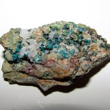 Rosasita , Galena y Calcita.
6 x 3 cm.
(Autor: Jordi Franco)