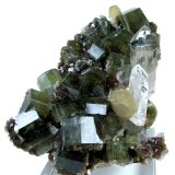 Fluorapatito con Cuarzo, Siderita, Moscovita y Calcita-Dolomita
110mm x 72mm. Cristal principal de fluorapatito: 30mm de anchura, 12mm de altura. Cristal principal de cuarzo: 41mm de altura, 17mm de anchura
(Autor: Carles Millan)