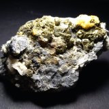 Pirita, Galena, Smithsonita (variedad monheimita)
77 x 47 mm
(Autor: Sante Celiberti)