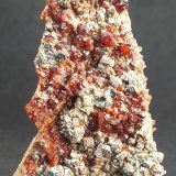 Grossularia [Grossular] (variedad hessonita) y Clinocloro [Clinochlore]
6 x 3 cm.
(Autor: Felipe Abolafia)