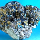 Pirita, Calcita, Calcopirita y Galena
6 x 5 x 4 cm.
(Autor: Felipe Abolafia)