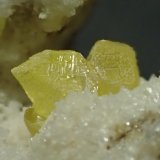 Azufre, calcita
0,5 x 0,3 cm (grupo cristales)
(Autor: Frederic Varela)