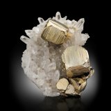 Pirita en Cuarzo y Calcita
14 x 12 x 6 cm / Cristal principal: 5.1 cm.
(Autor: Museo MIM)