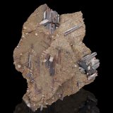 Rutilo en Rutilo pseudomorfizando Hematites
9.5 x 3 x 11.5 cm / Cristal principal: 2.9 cm.
(Autor: Museo MIM)