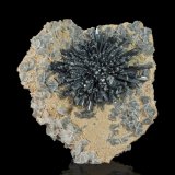 Estibina en Calcita y Calcita con inclusiones de Boulangerita
16.5 x 16 x 6 cm / cristal principal: 4.4 cm
(Autor: Museo MIM)