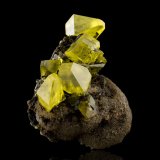 Azufre en Aragonito
Mina Cozzo Disi, Casteltermini, Provincia Agrigento (Girgenti), Sicilia, Italia
10.5 x 9 x 7 cm / Cristal principal: 3.5 cm
(Autor: Museo mim)