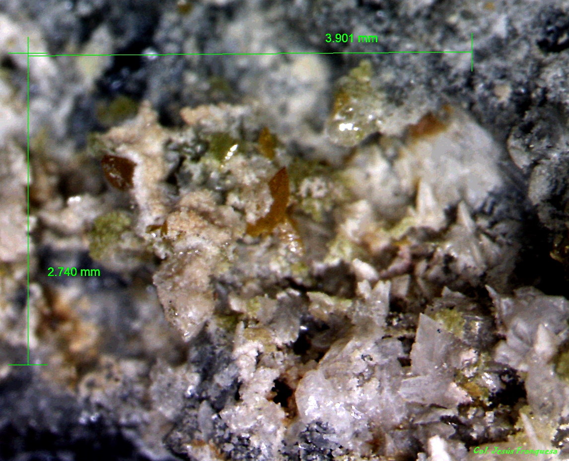 Wulfenita y Piromorfita.
3´901 x 2´740 mm.
(Autor: Jesus Franquesa Baucells)